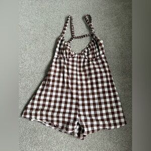 Princess Polly Checkered One Piece in Brown and White
